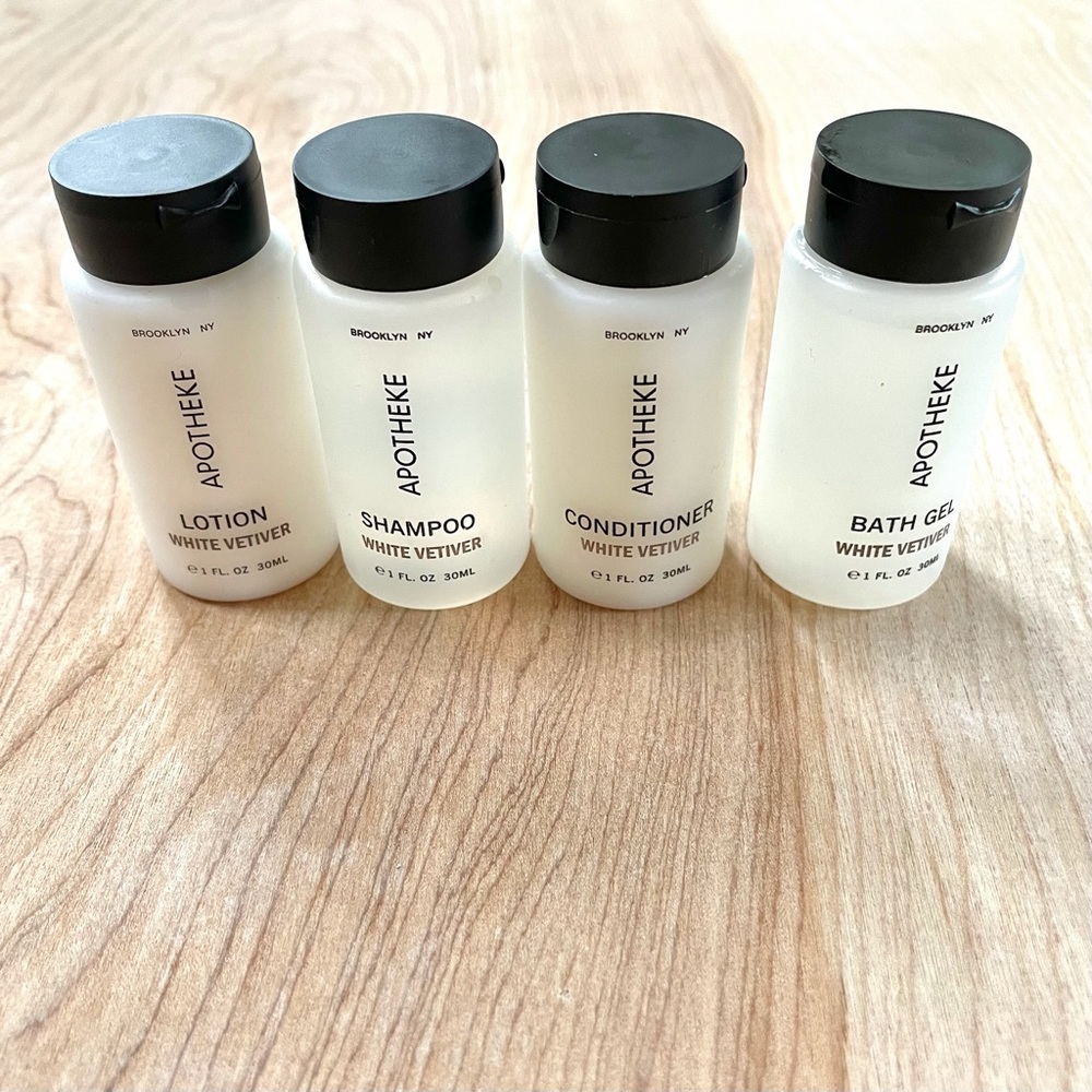 Brand new APOTHEKE Brooklyn NY travel size plant-based toiletries